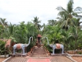 The view of statues of Elephants with Shri Hanuman Temple in the Backdrop